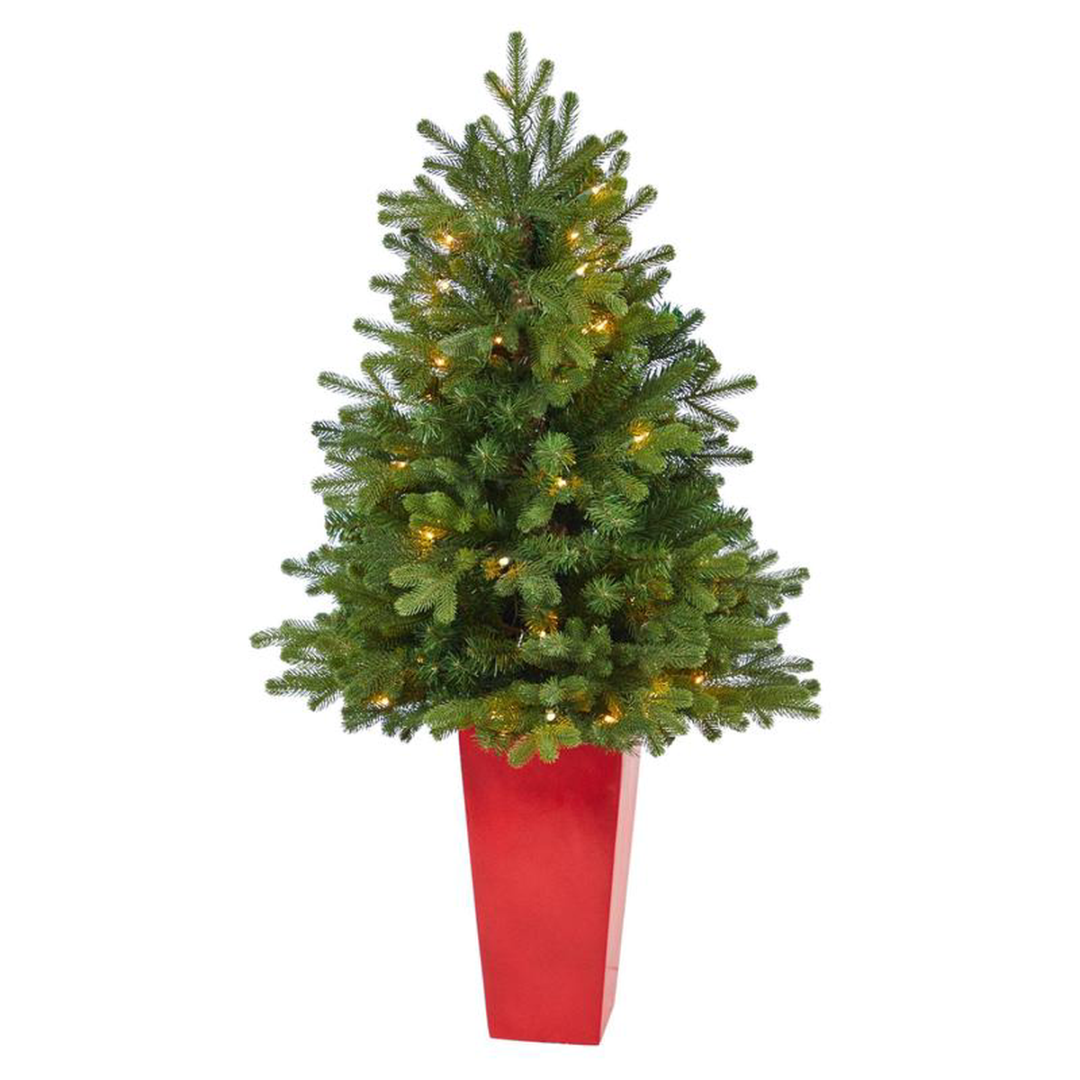 35 Washington Fir Artificial Christmas Tree with 50 Clear Lights in Tower Planter