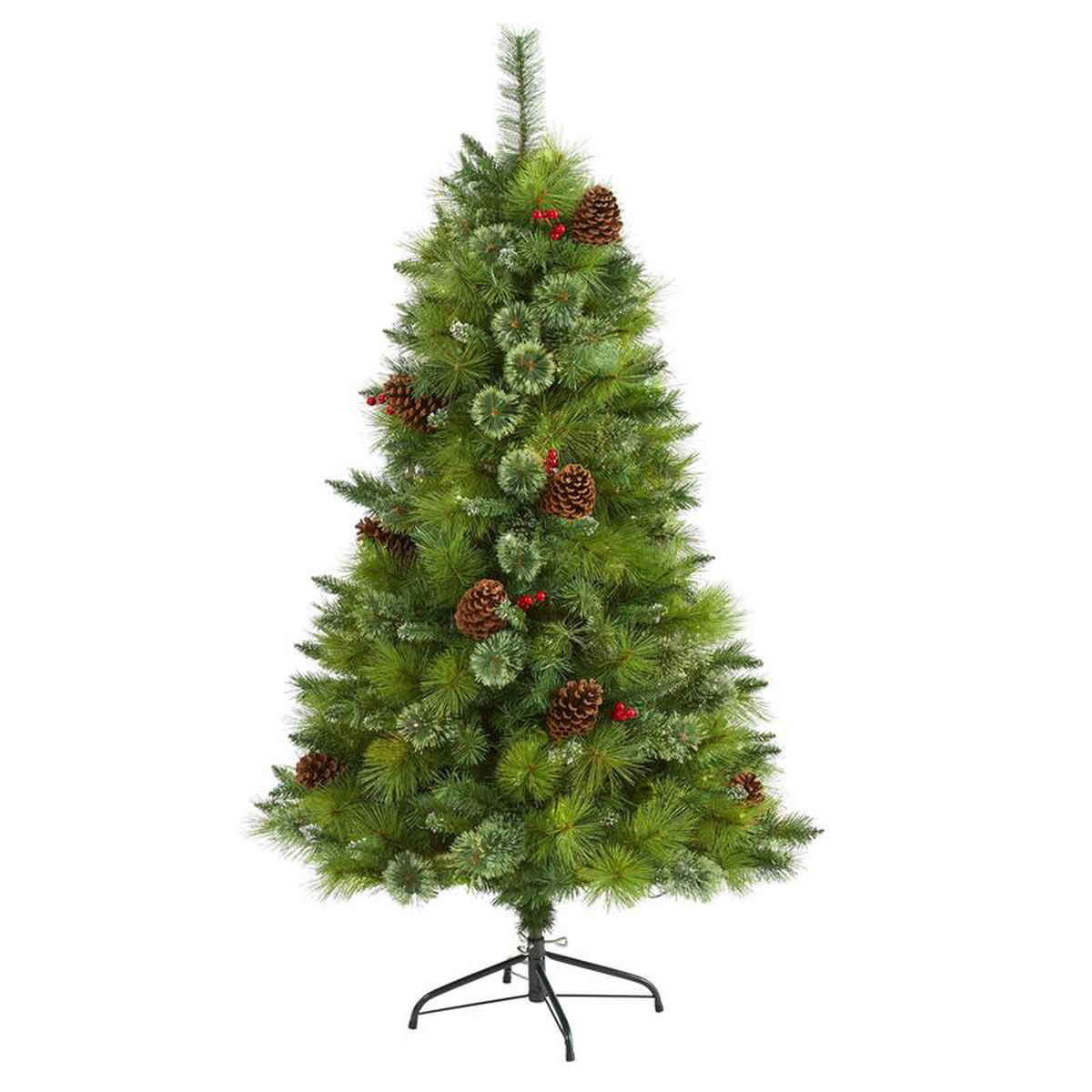 5 Montana Mixed Pine Artificial Christmas Tree with Pine Cones Berries and 510 Bendable Branches