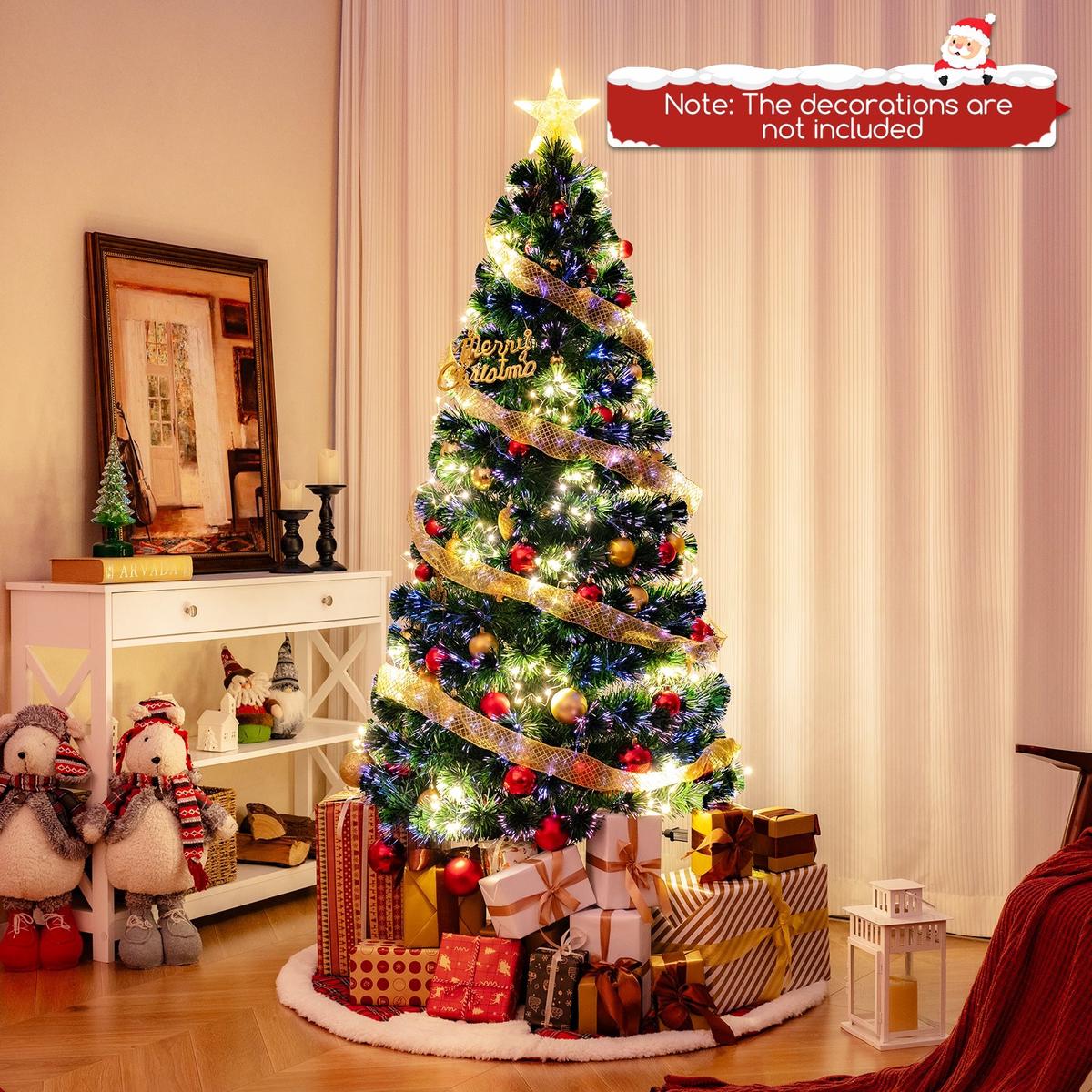 - 6  Pre-Lit Artificial Xmas Tree with Top Star and Branch Tips-6 FT