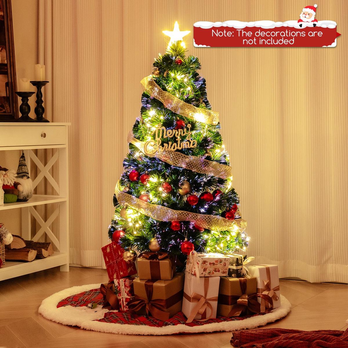 - 4  Pre-Lit Artificial Xmas Tree with Top Star and Branch Tips-4 FT