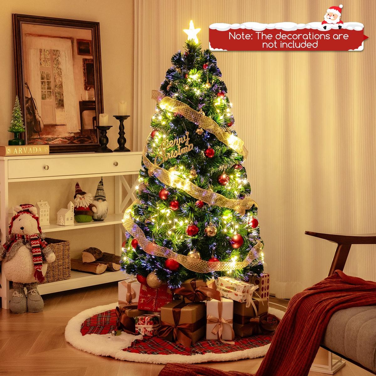 - 5  Pre-Lit Artificial Xmas Tree with Top Star and Branch Tips-5 FT