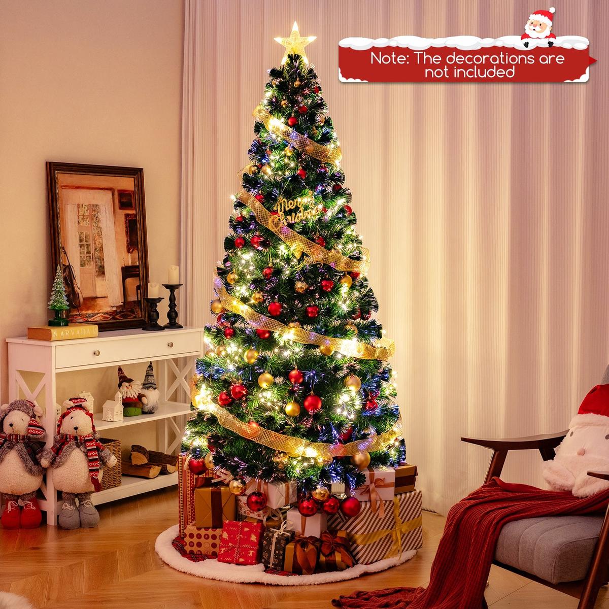 - 7  Pre-Lit Artificial Xmas Tree with Top Star and Branch Tips-7 FT