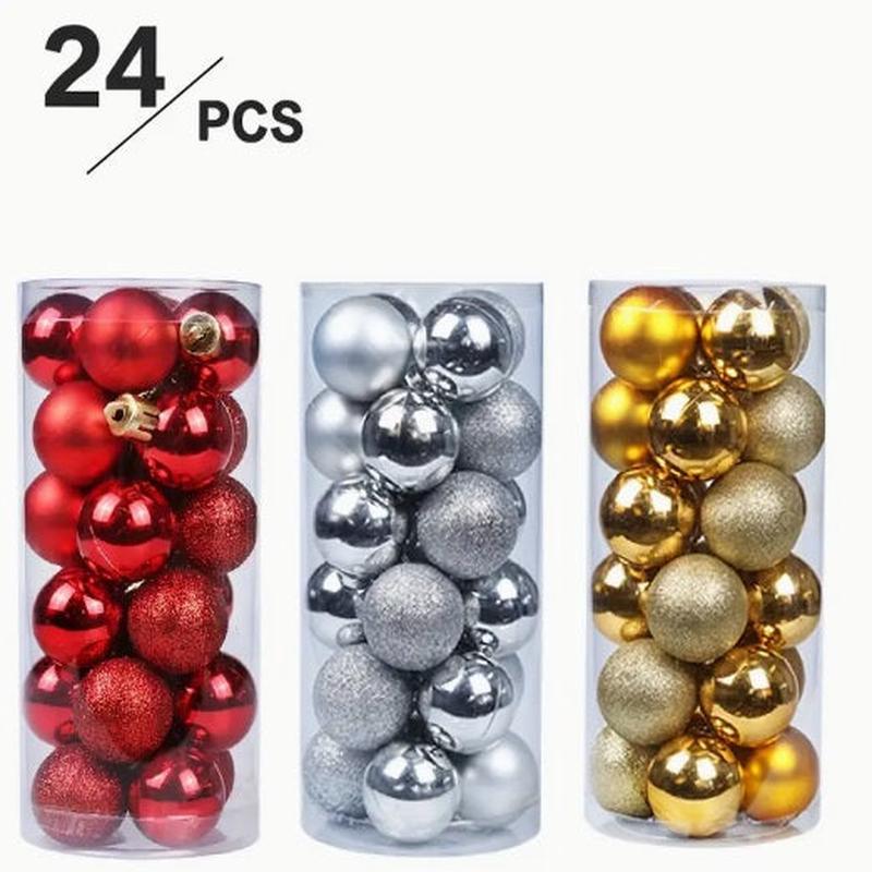 24 PCS 2 Inch Christmas Decorations Ball Pendant Set