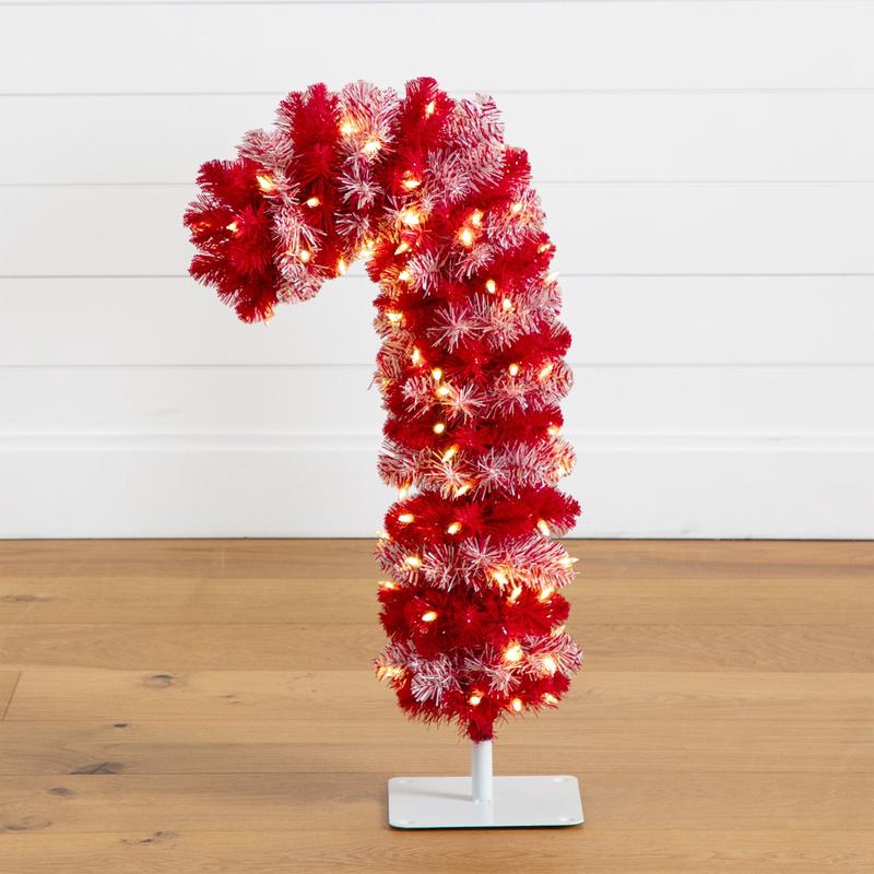 30 Artificial Candy Cane Christmas Tree with 242 Tips, 100 Warm White Micro LEDs with 8 Function