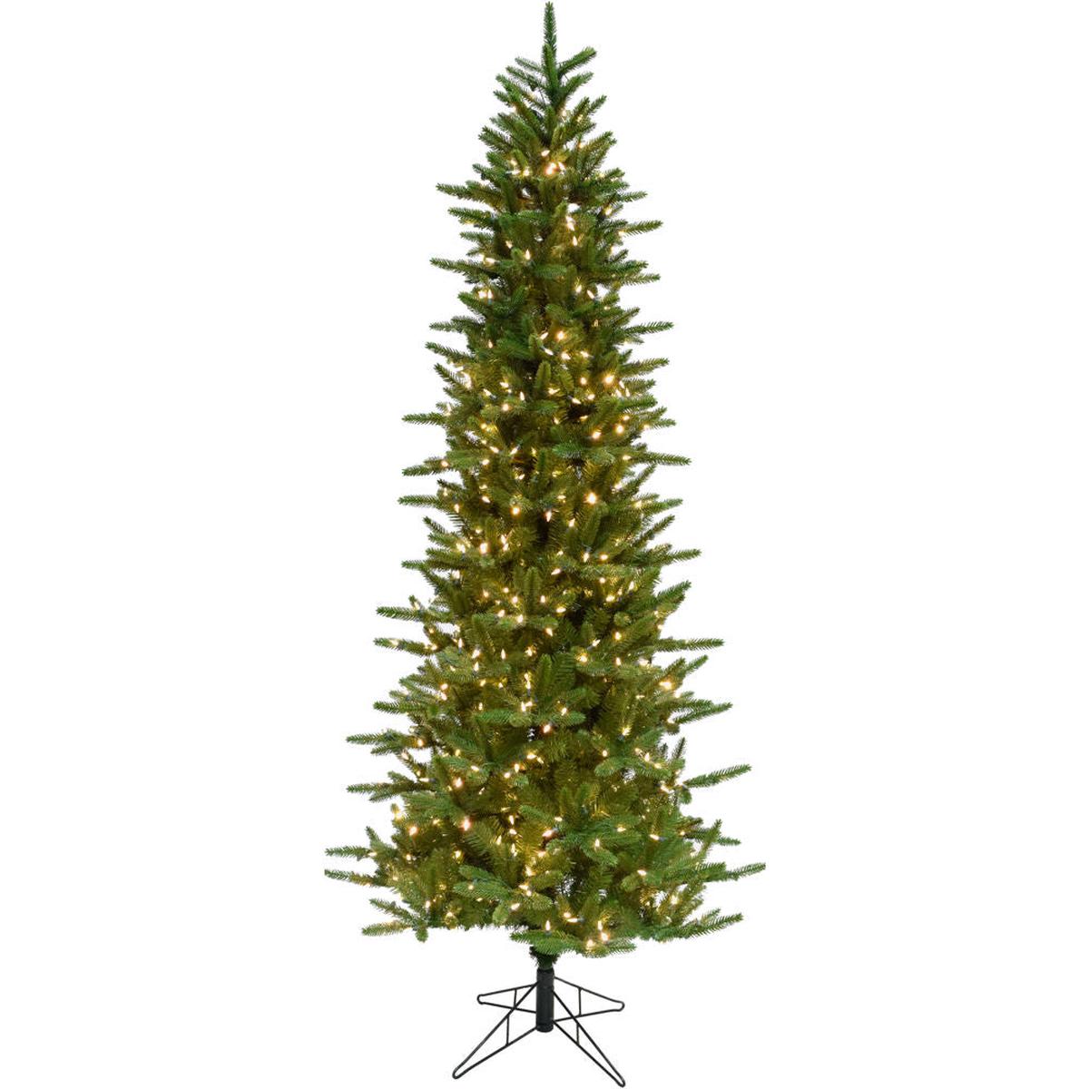 Christmas Time -  7.5 Ft. Stockbridge Pine Slim Artificial Christmas Tree with Warm White LED Lights