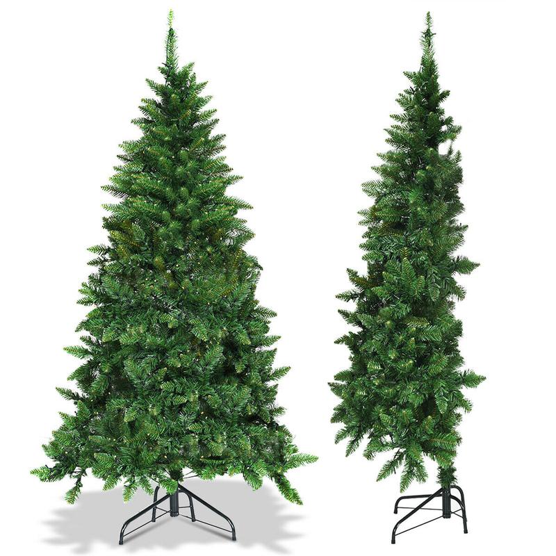 Pre-Lit Artificial Half Christmas Tree, 5 ft, Green - Green