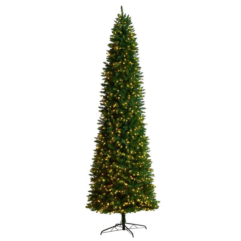 11 Slim Green Mountain Pine Christmas Tree with 950 Clear LED Lights and 2836 Bendable Branches