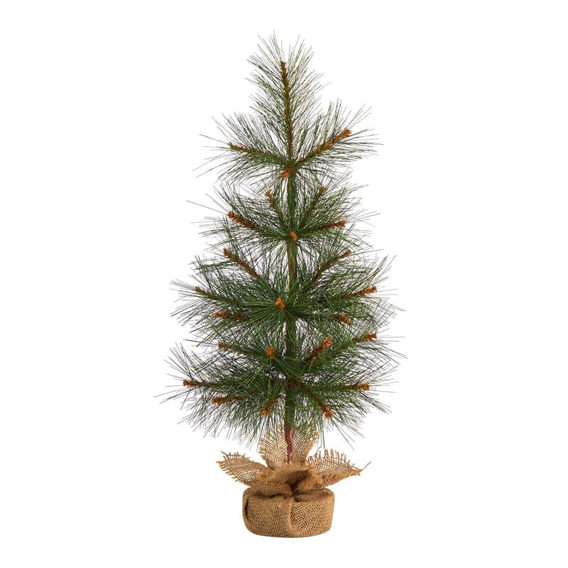 2 Artificial Christmas Tree Set in a Burlap Base