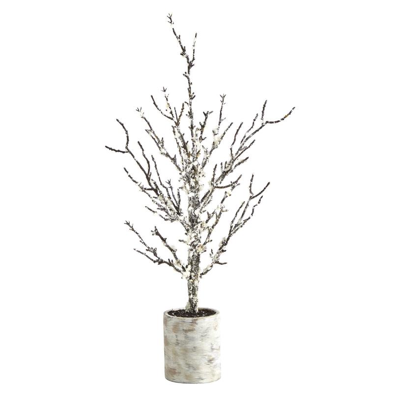 24 Snowed Twig Artificial Christmas Tree in Decorative Planter