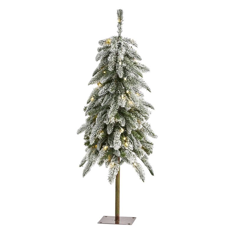 3.5 Flocked Washington Alpine Christmas Tree with 50 White Warm LED lights and 168 Bendable Branches