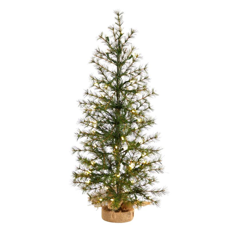 3 Artificial Christmas Tree with 50 Clear LED Lights Set in a Burlap Base