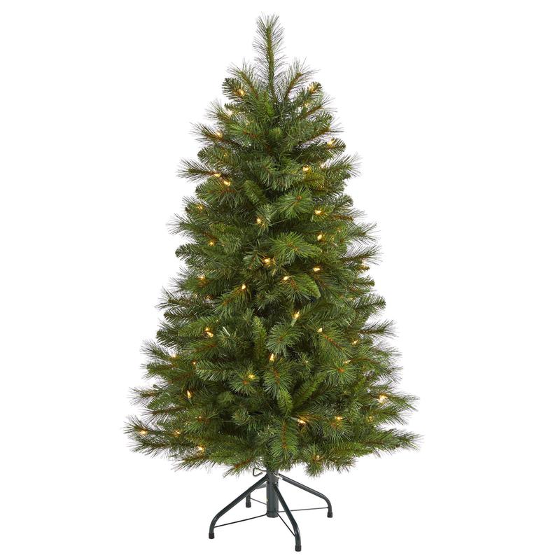 4 West Virginia Mountain Pine Artificial Christmas Tree with 100 Clear Lights and 322 Bendable Branches