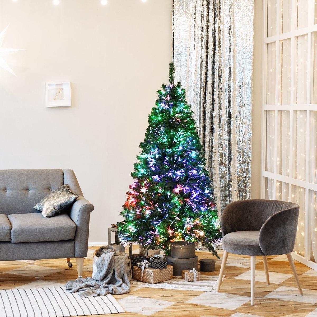 - 5  Pre-lit Multi-Colored Fiber Optic Spruce Artificial Christmas Tree-5 ft