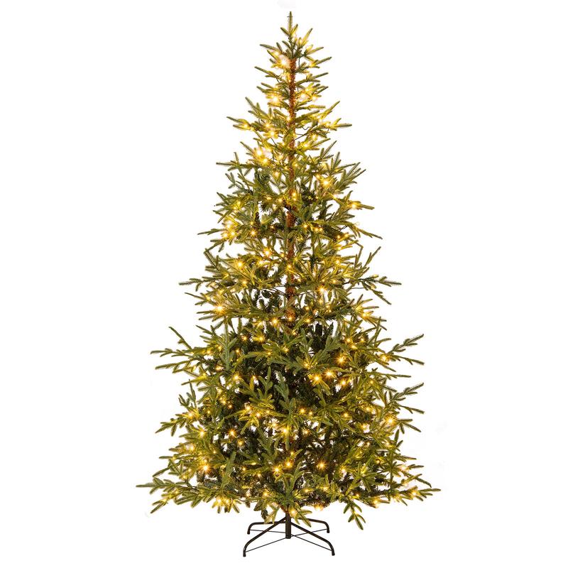 8 FT Pre-Lit Artificial Christmas Tree, Hinged, 400 LED Lights, Green