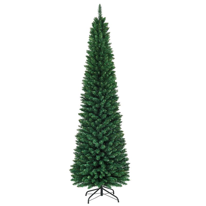 PVC Artificial Slim Pencil Christmas Tree, 8 Feet, Green - Green