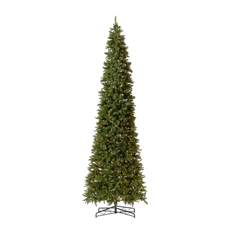 13 Artificial Slim Green Mountain Pine Christmas Tree with 1360 Warm White LED Lights and 3924 Bendable Branches