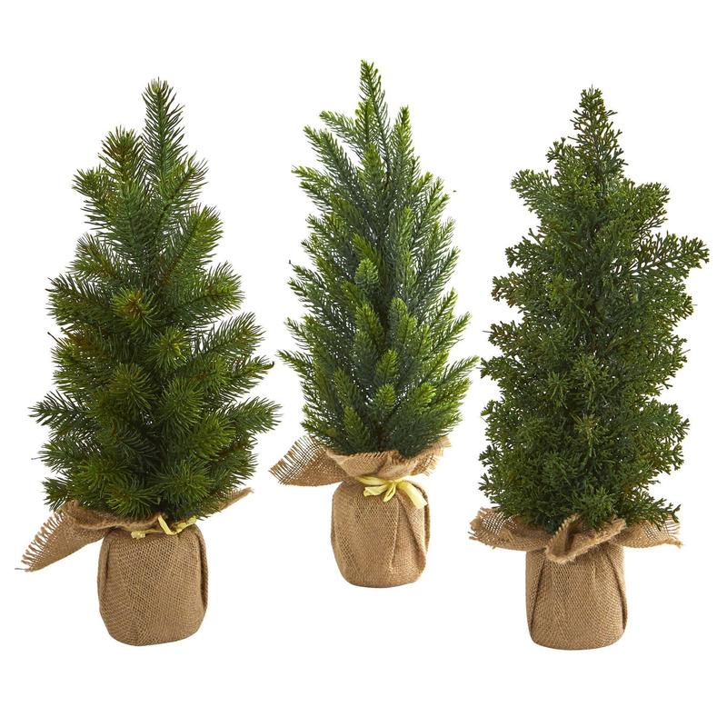 15 Mini Cypress and Pine Artificial Christmas Tree (Set of 3)