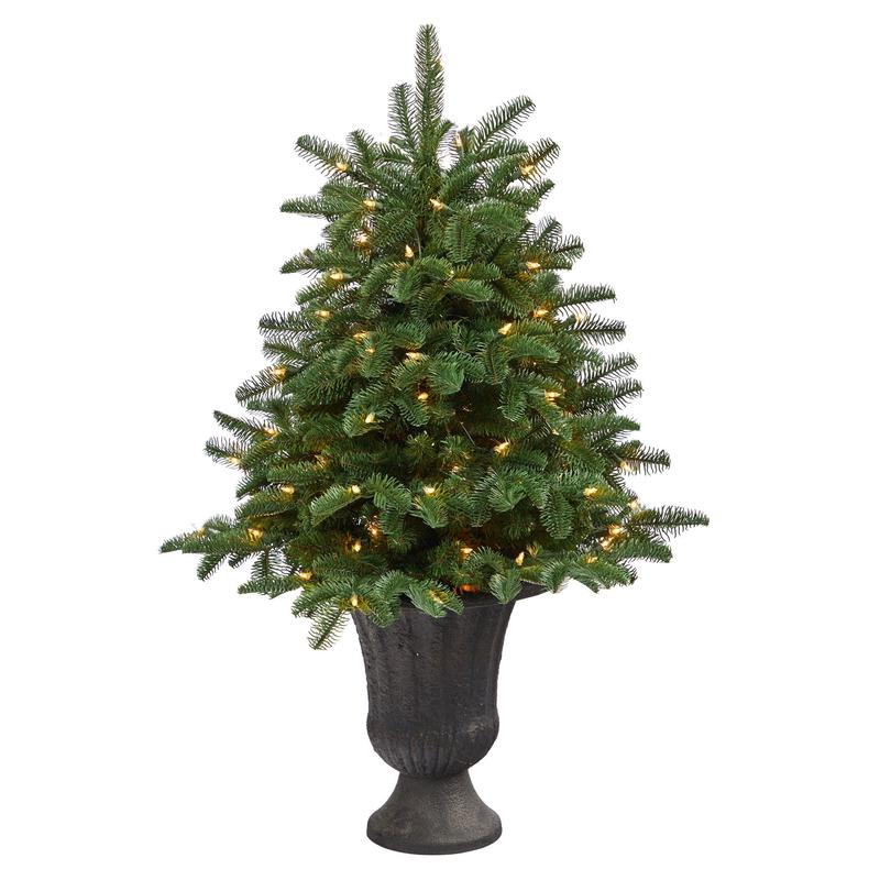 3.5 South Carolina Spruce Artificial Christmas Tree with 100 White Warm Light and 458 Bendable Branches in Charcoal Urn
