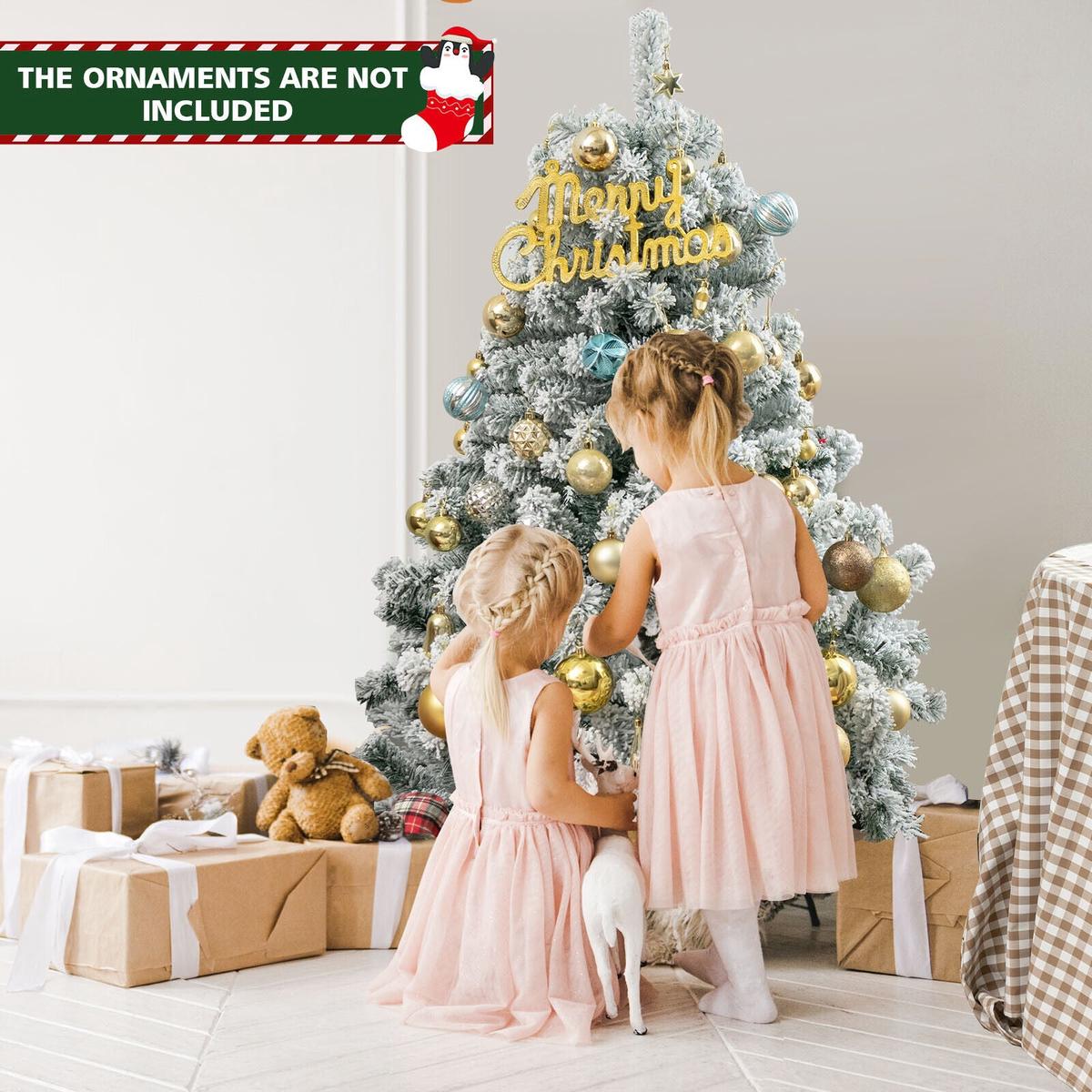 4.5  150  4.5 Feet Pre-Lit Premium Snow Flocked Christmas Tree with 150 Lights