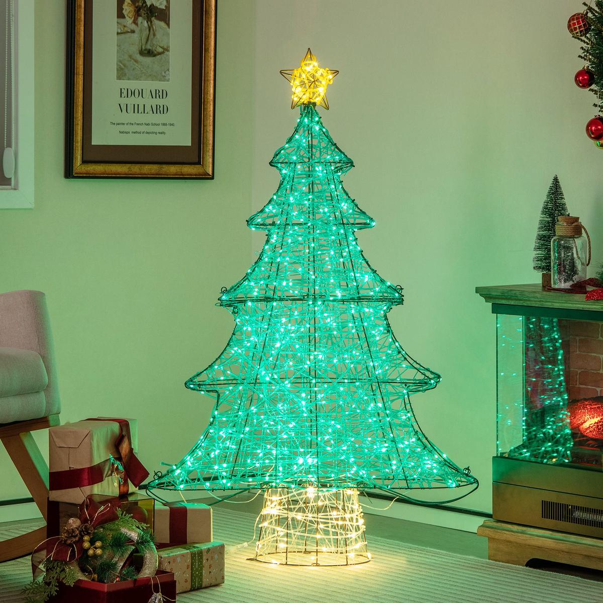 4  520  LED  4 Feet Lighted Artificial Christmas Tree with 520 LED Lights and Top Star