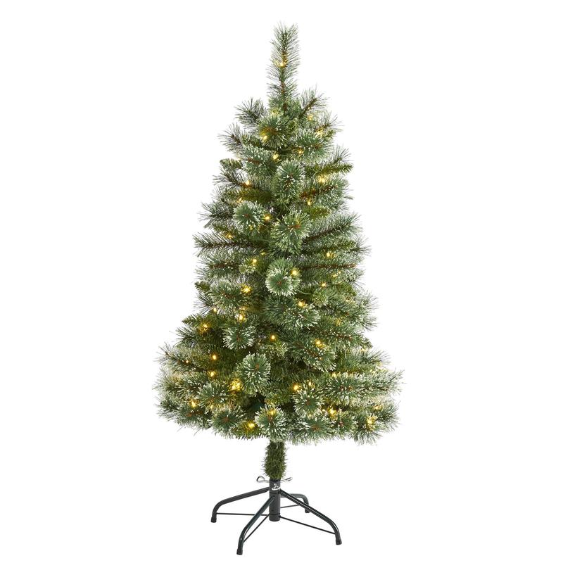 4 Wisconsin Slim Snow Tip Pine Artificial Christmas Tree with 100 Clear LED Light