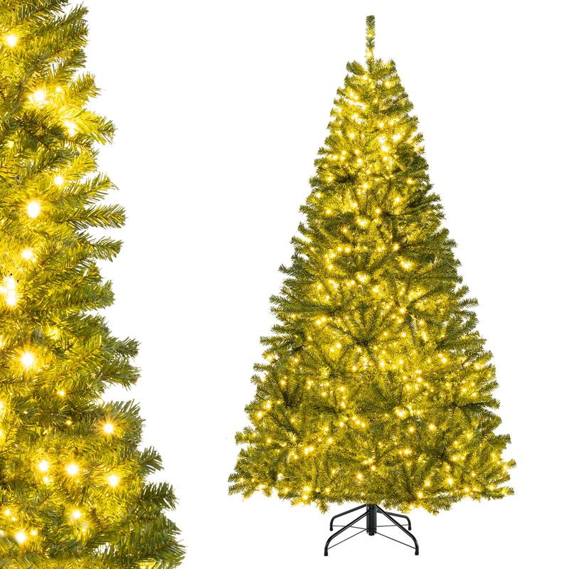 7ft Pre-Lit Artificial Christmas Tree, LED Lights, Remote Control, Green