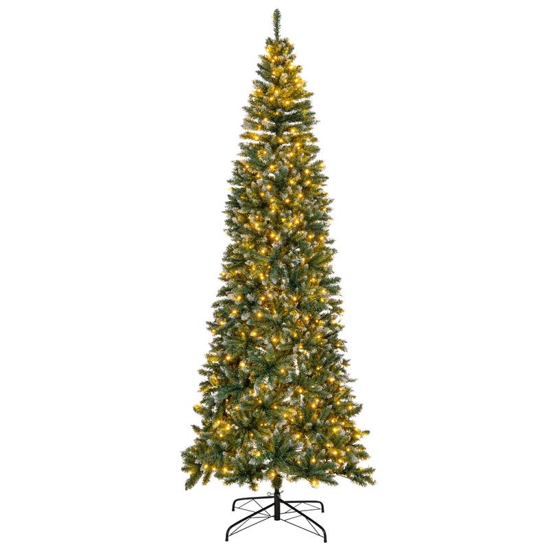 9 FT Pre-Lit Artificial Christmas Tree, 1298 Snowy Branch Tips, Green
