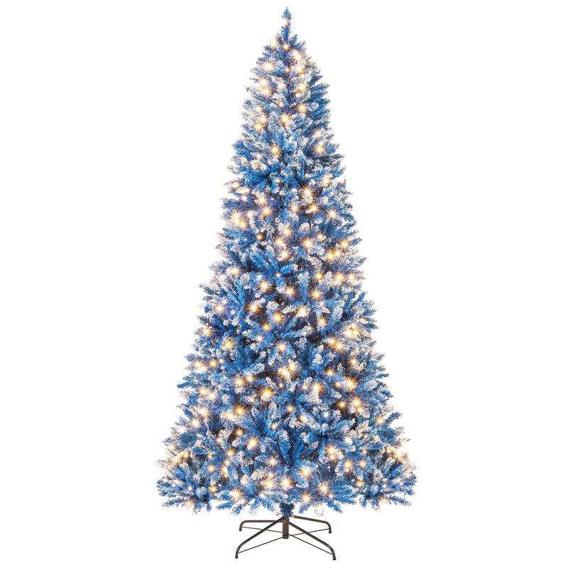 Artificial Christmas Tree, 8 FT, 767 Snowy Branch Tips, Blue - Blue