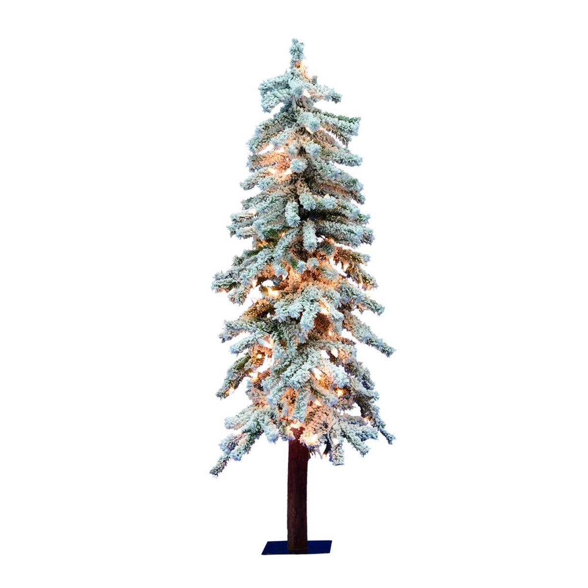 Vickerman 4ft. Flocked Alpine Artificial Christmas Tree Clear Dura-Lit lights