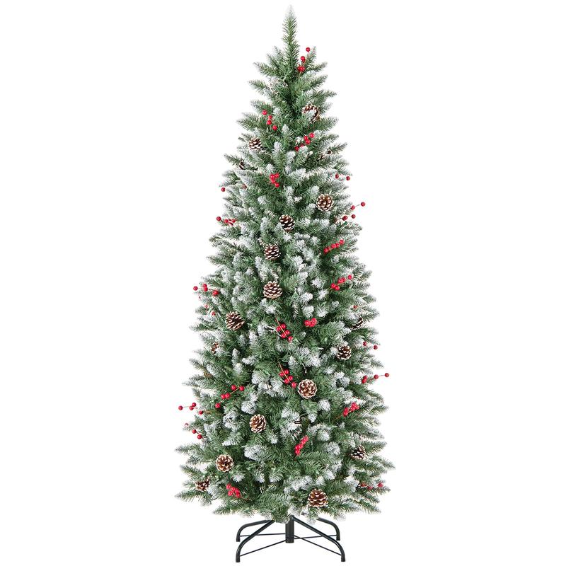 Pre-Lit Artificial Pencil Christmas Tree, 6 ft, Green