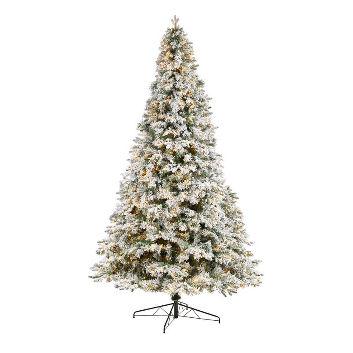 108242 Flocked Vermont Mixed Pine Christmas Tree with 800 LED Lights and 2200 Bendable Branches