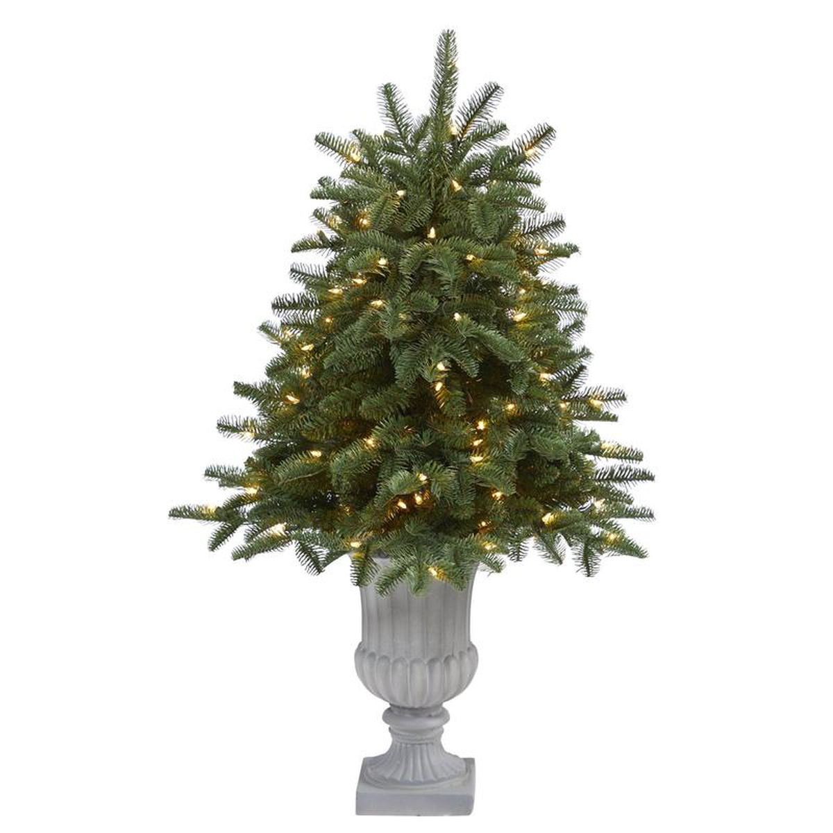 35 South Carolina Spruce Artificial Christmas Tree with 100 White Warm Light and 458 Bendable Branches in Decorative Urn