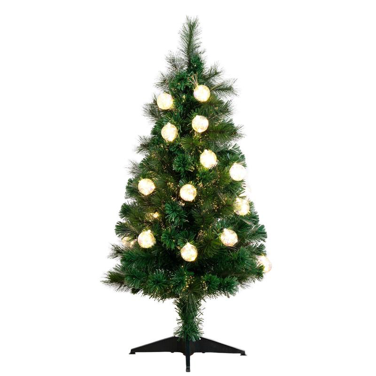 4 Pre-Lit Fiber Optic Artificial Christmas Tree with Mixed Tips and 37 LED Warm White Lights