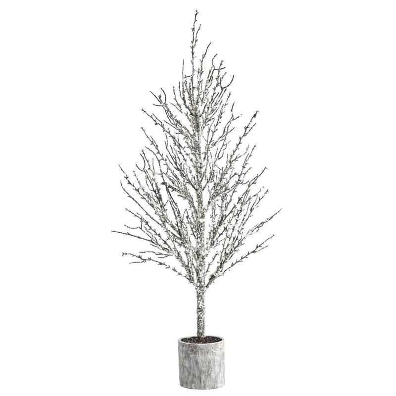 4 Snowed Twig Artificial Christmas Tree in Decorative Planter