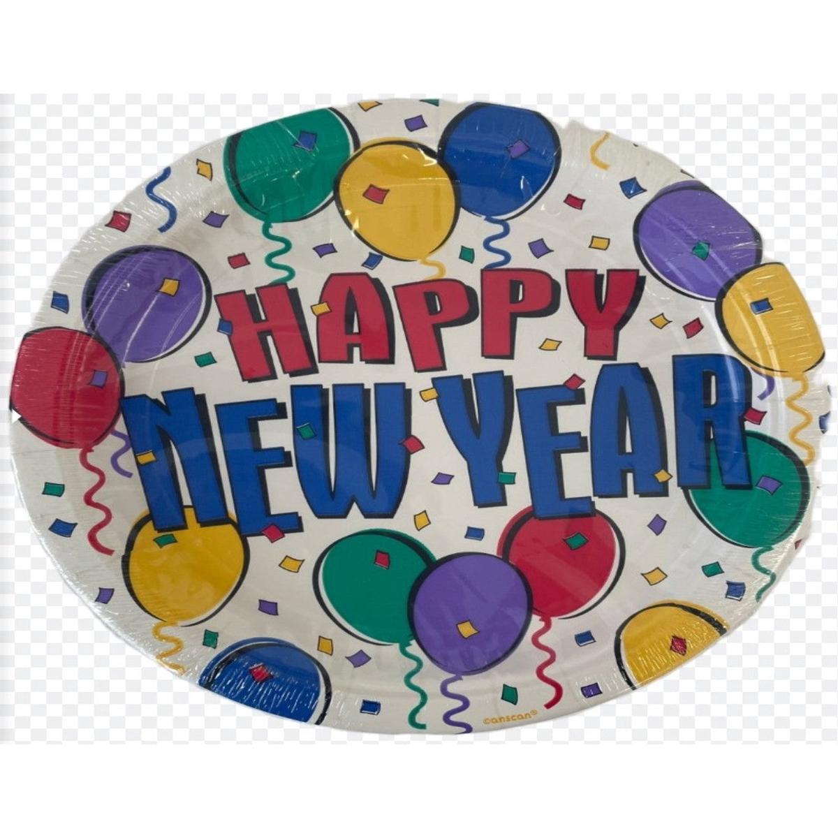 Christmas Paper Plates Happy New Year 22CM 8PCS.