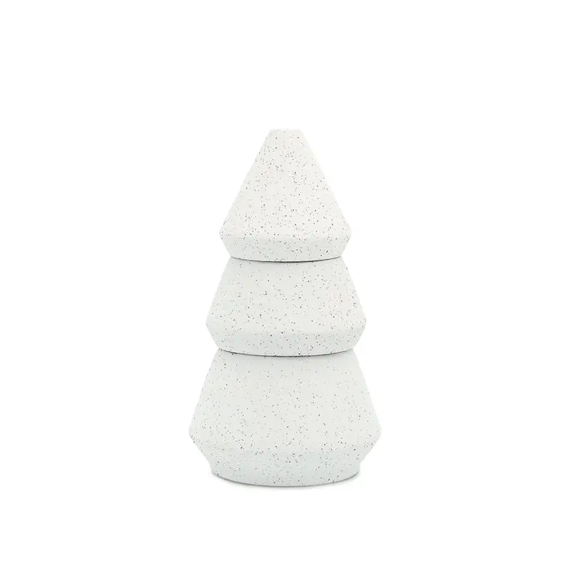 Large Tree Stack Candle, Cypress + Fir - White