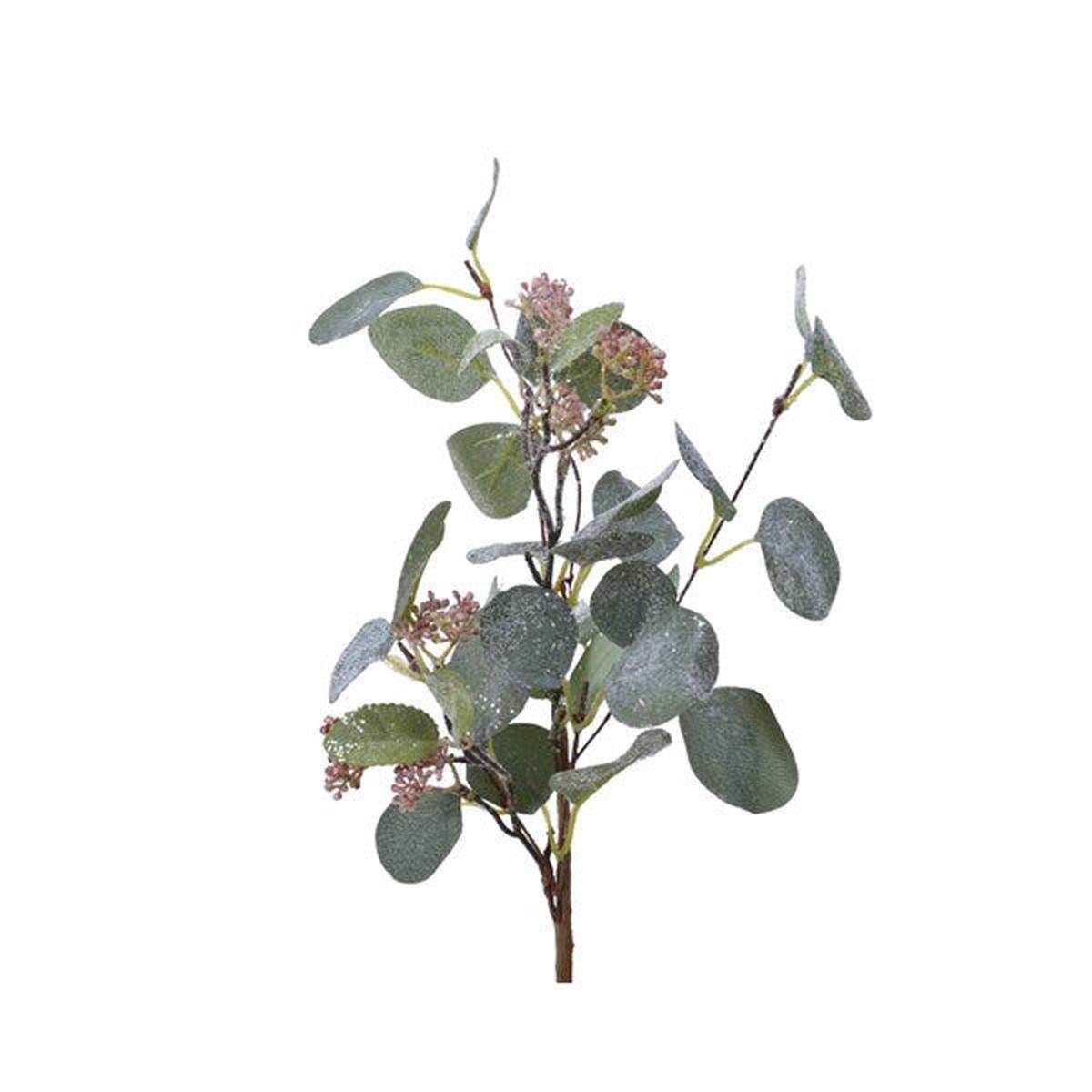 plastic eucalyptus spray w berries green frosted
