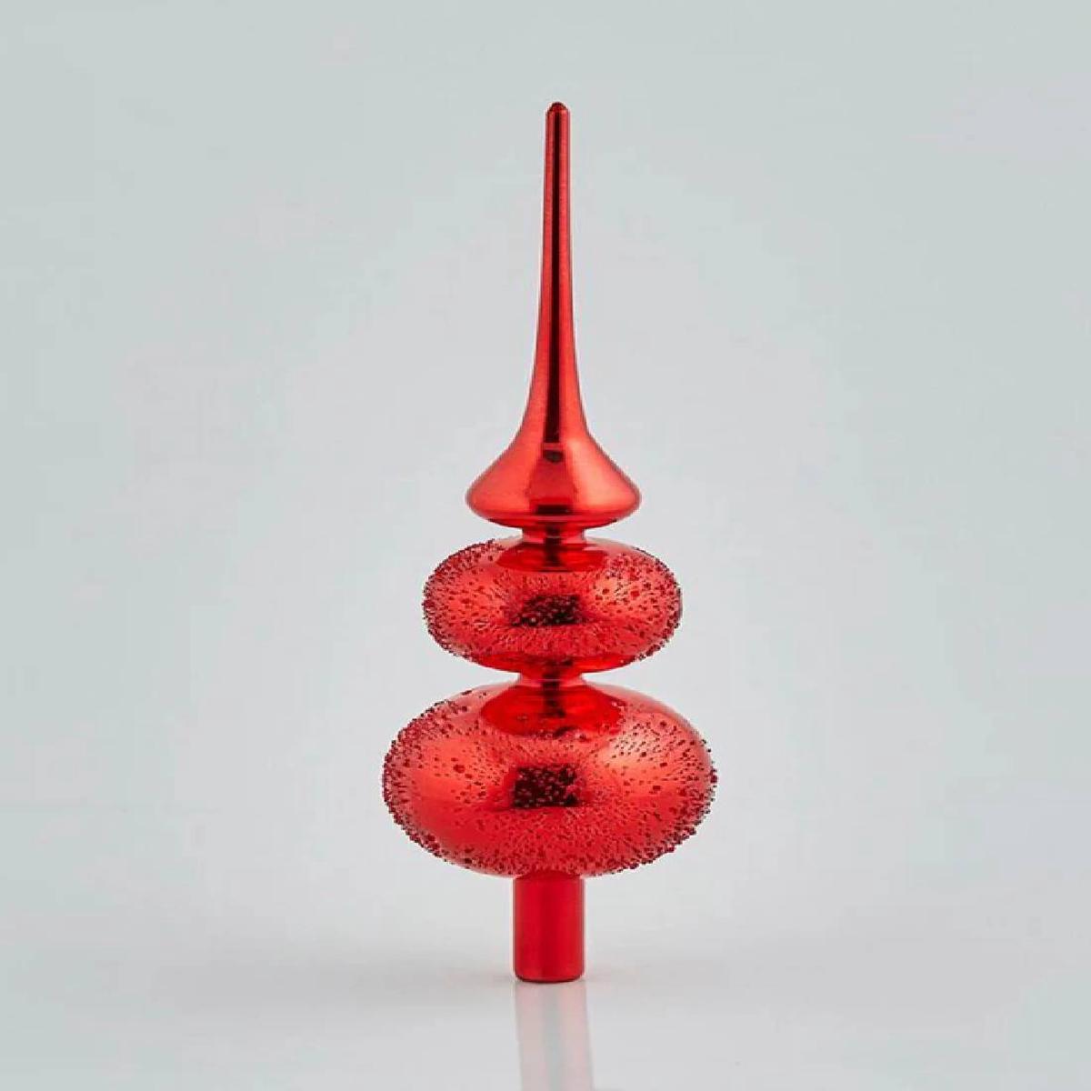Red Glass Christmas Tree Topper 35 cm