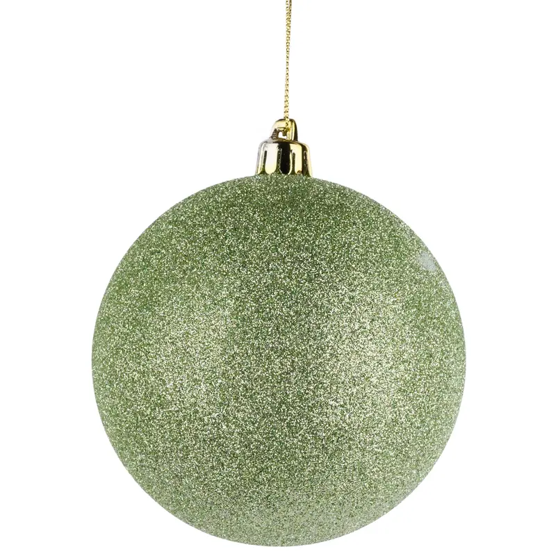 100MM Sage Green Glitter Ball Ornament