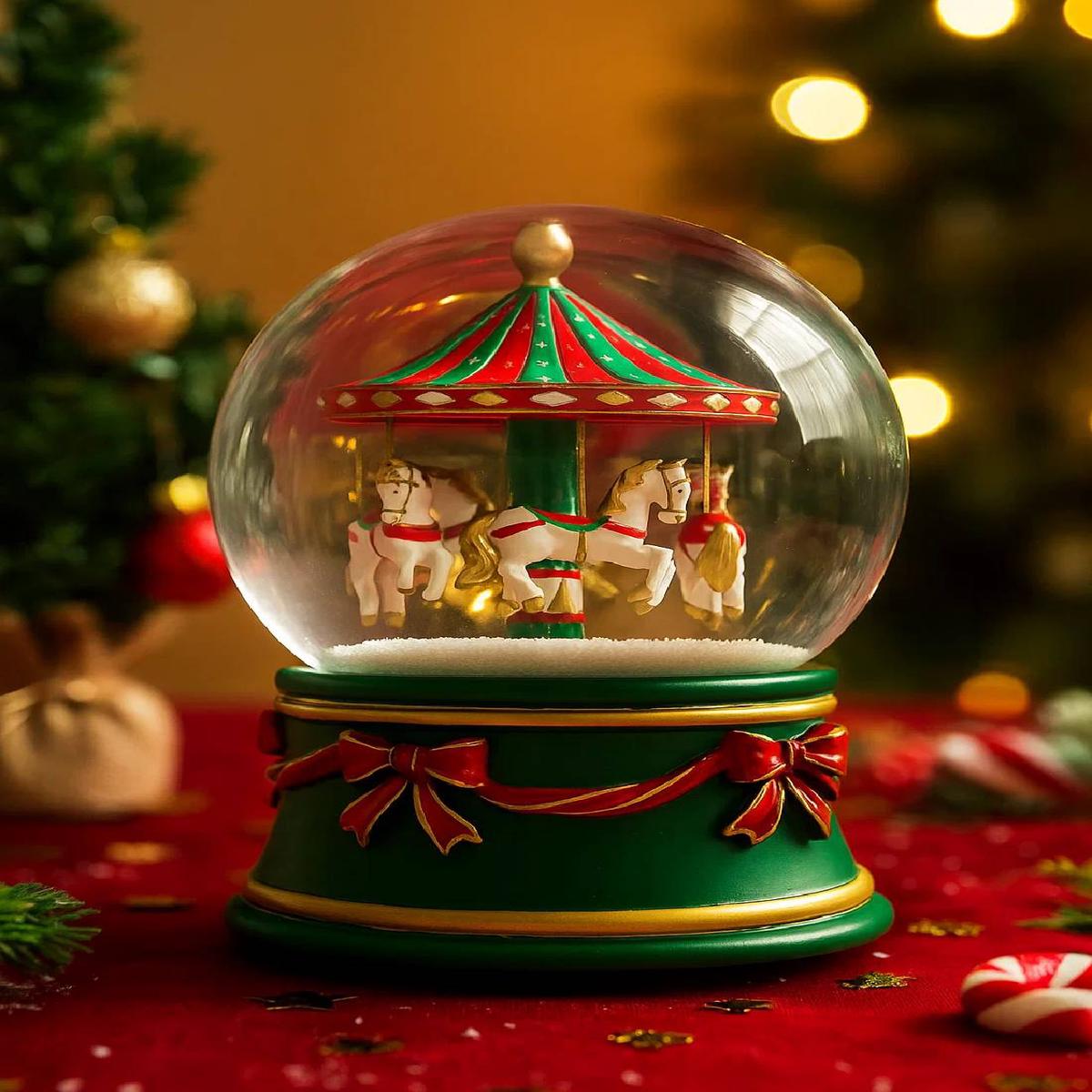 12cm Carousel Snow Globe Music Box