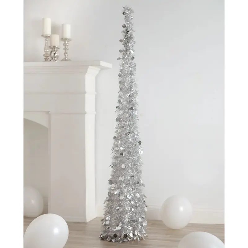 Collapsible Tinsel Tree - Silver