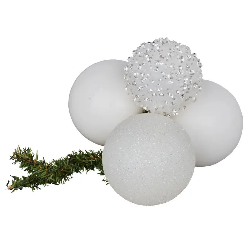 White Sequin Glitter Ball Cluster Decoration