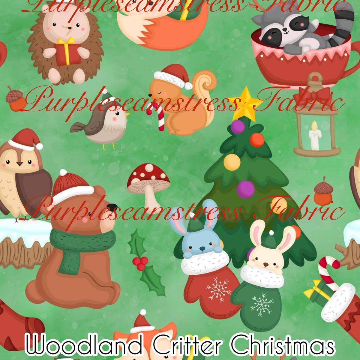 Woodland Critter Christmas  Fabric
