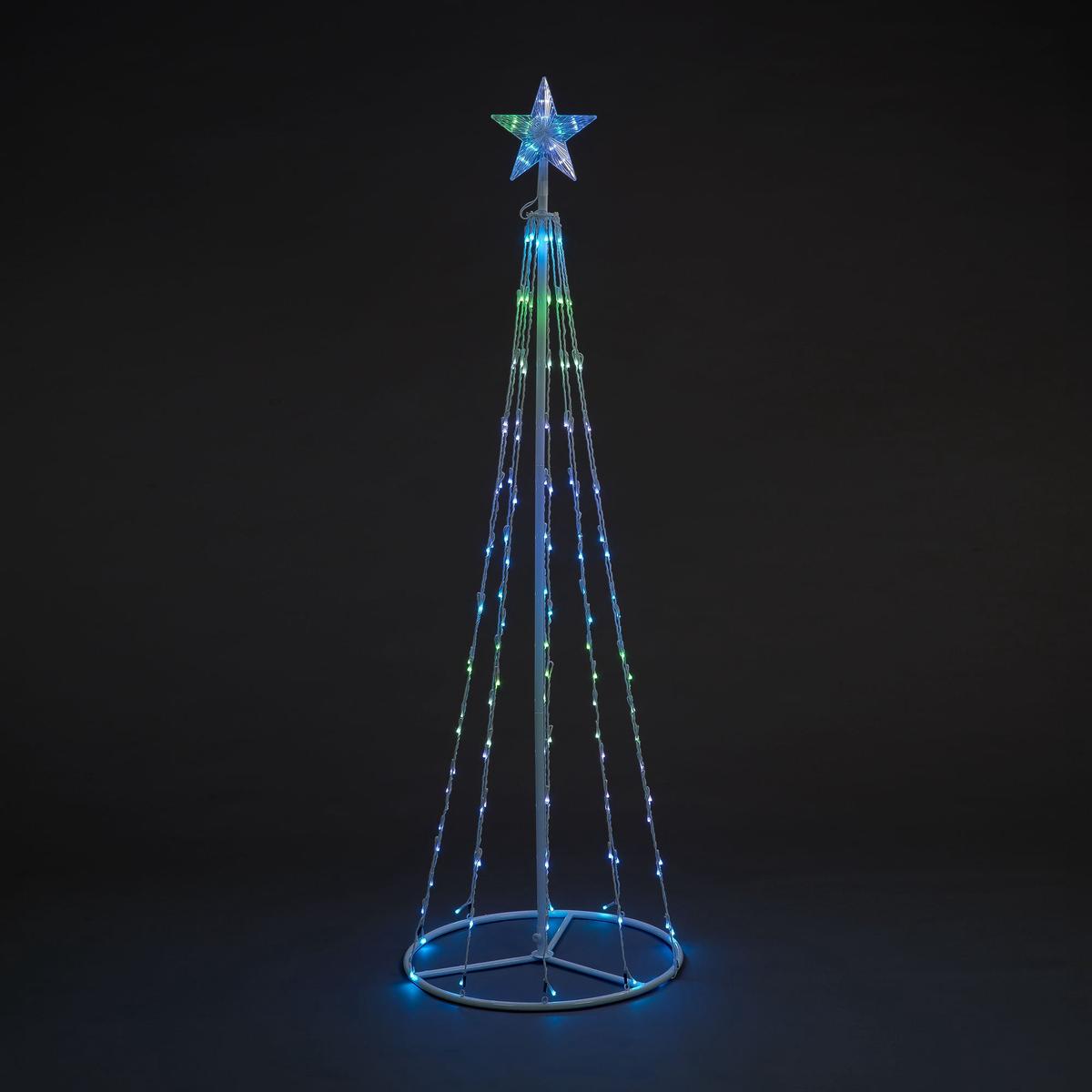 1.8m Cone Tree with 140 Red Green & Blue LEDs