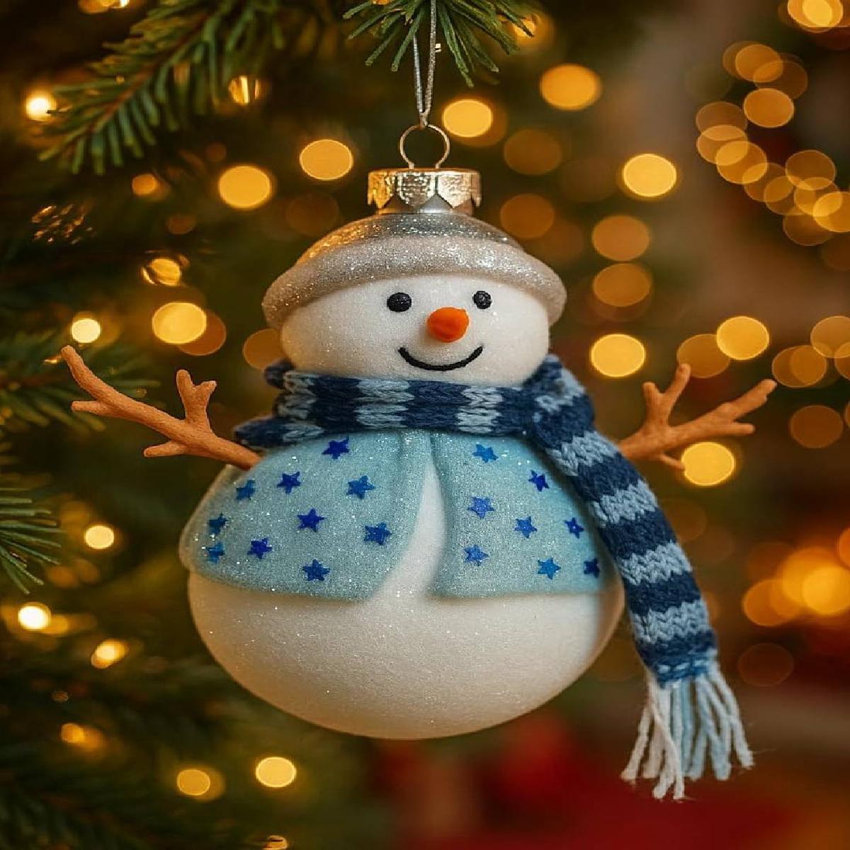 12cm Glass Snowman Christmas Tree Ornament