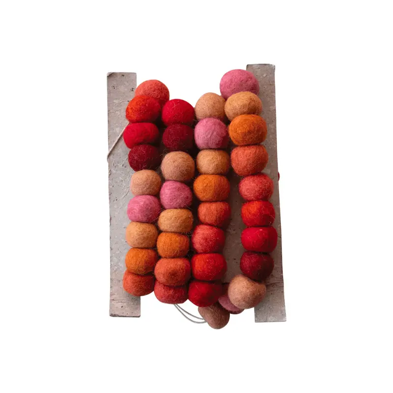 Wool Felt Ball Garland - Warm Tones