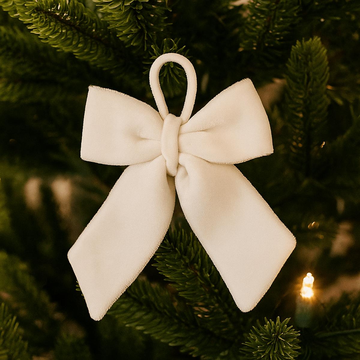 White Velvet Bow - 20 x 30cm
