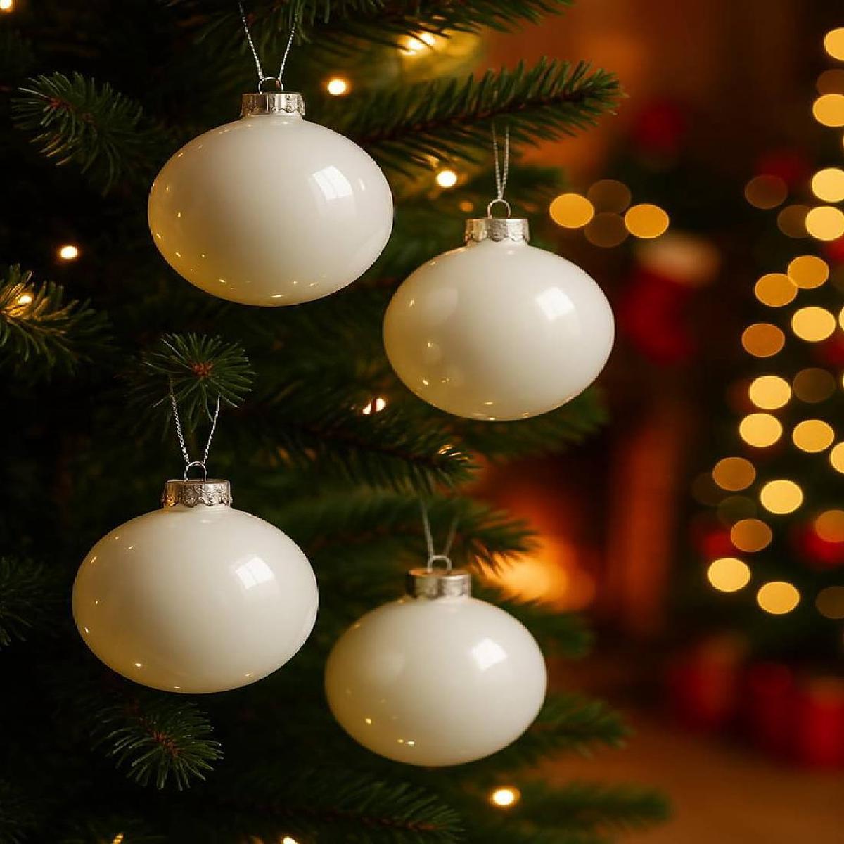 White Glass Christmas Tree Ball Winter 10cm