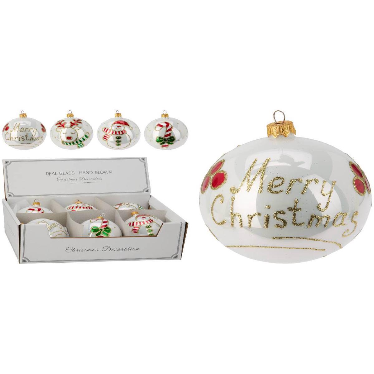 White Glass Christmas Tree Ball with Christmas Decorations, 10cm