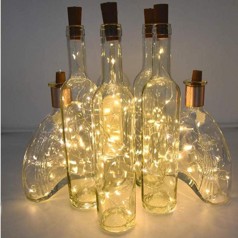 Wine Bottle Lights with Cork for DIY Party Christmas Wedding Decoration